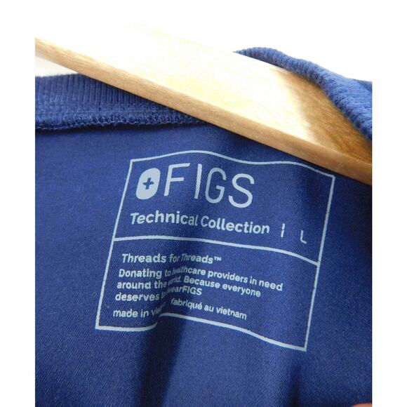 Figs Mens Bene Short Sleeve Scrub Top Size L Navy Blue Two Pocket Round Neck - Picture 3 of 4